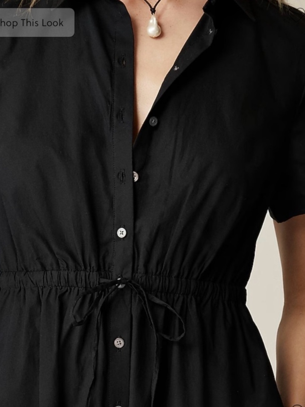 J Crew Cerise Black Shirtdress Size 4 Cotton Button Down Tie waist Cinch - Picture 3 of 7